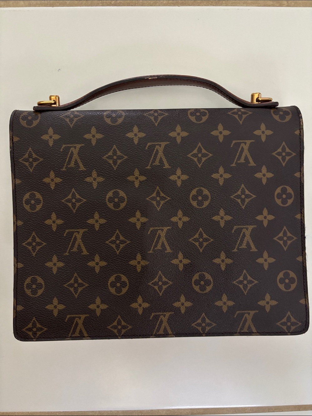 Louis Vuitton Monceau 28 Monogram Canvas Satchel in Brown with Gold Hardware - Picture 7 of 17
